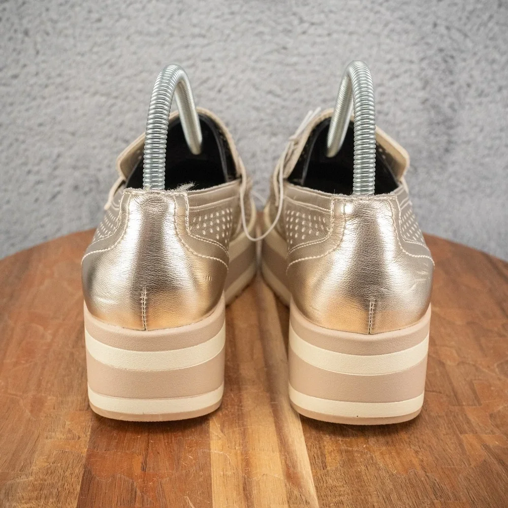 Dolce Vita Janine Slip-On Gold Metallic Perforated Wedge Size 9 Platform‎ Shoes